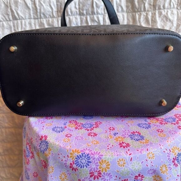 Dkny Heritage Coated Logo Leather Crossbody Satchel black/grey - Picture 7 of 10